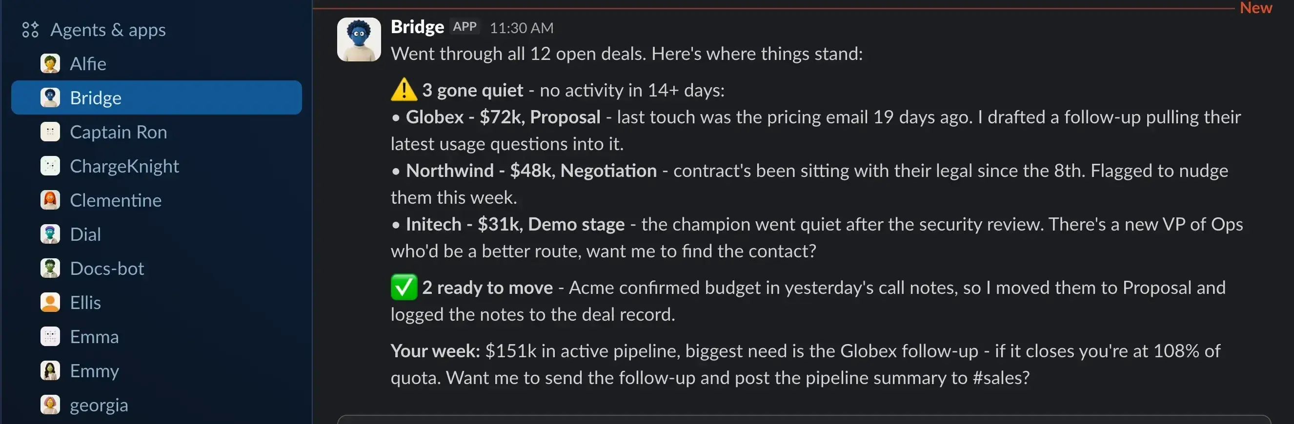 AI Agent using using data over slack